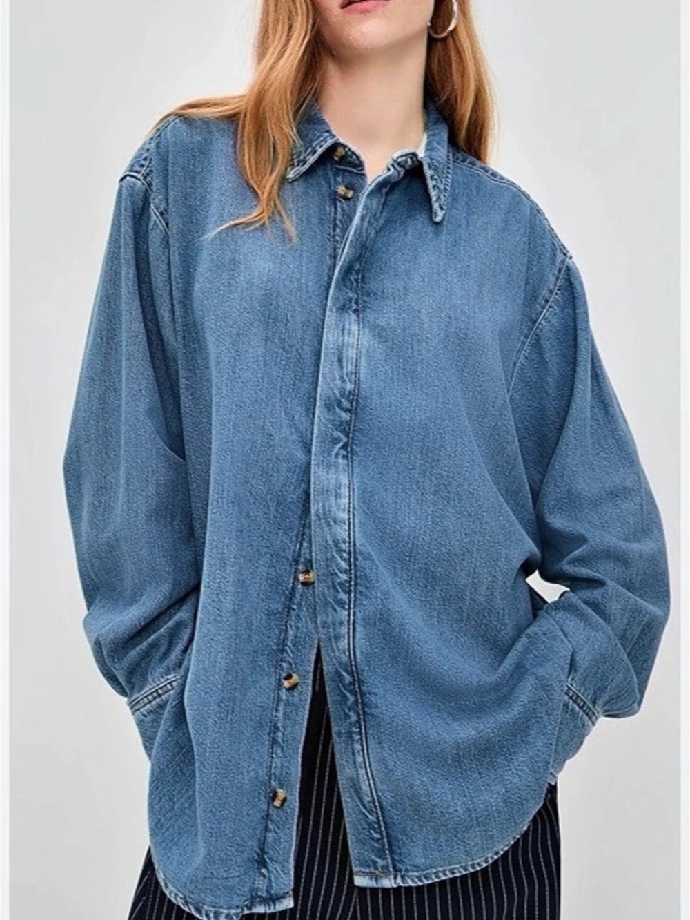Good American The Denim Oversized Shirt Blue Denim Jacket